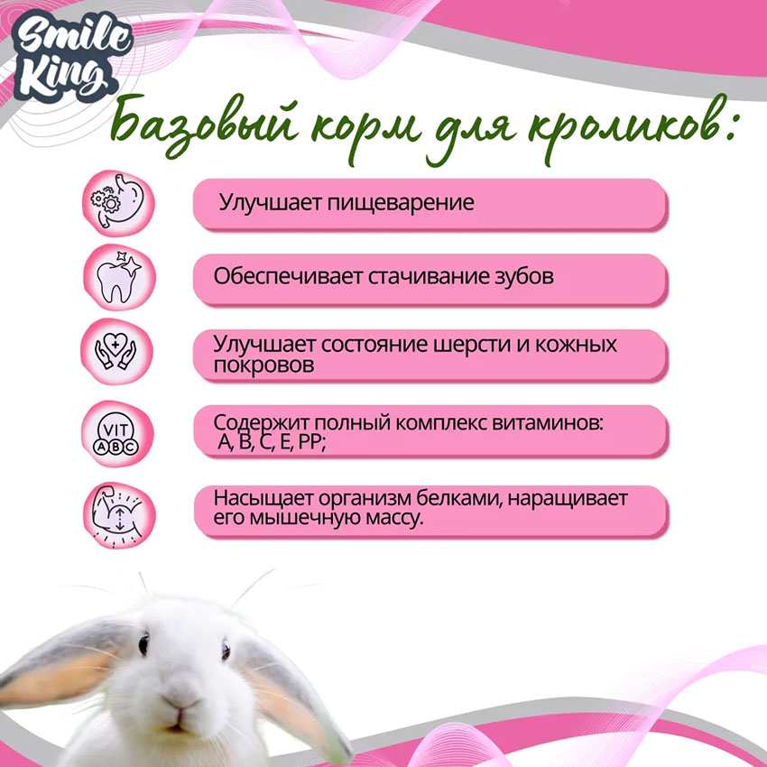 Корм для кроликов Basic Smile King 800г сухой (Беларусь)