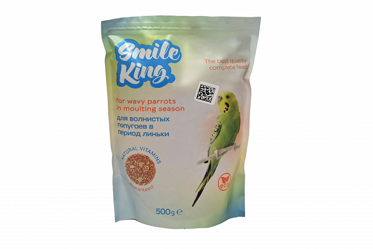 Корм для волнистых попугаев в период линьки Smile King сухой 500г (Беларусь)